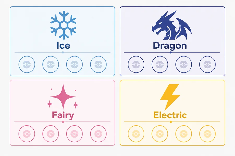 Pokechill Lance coverage diagram with Ice, Dragon, Fairy, and Electric strategy roles